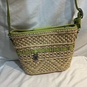 Vintage Brighton green straw shoulder bag.  New vintage.  Never worn.